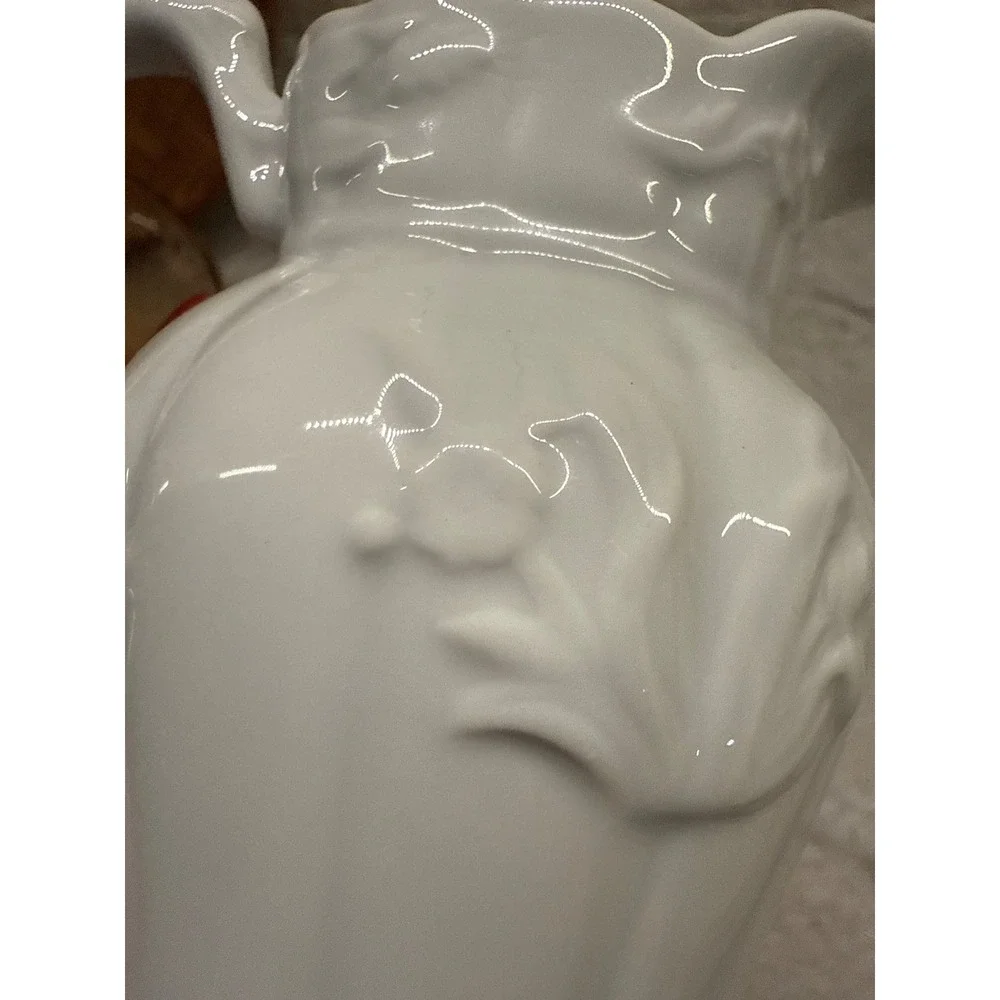 Two's Company White Ceramic Creamer Pitcher Embossed Floral‎ Design 5
